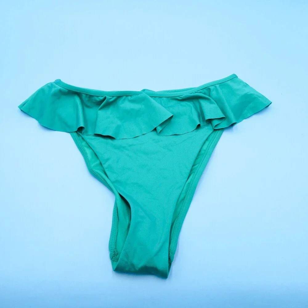 Victorias Secret Medium Green Ruffle Frill Hipster High Waist Bikini Bottom Aqua